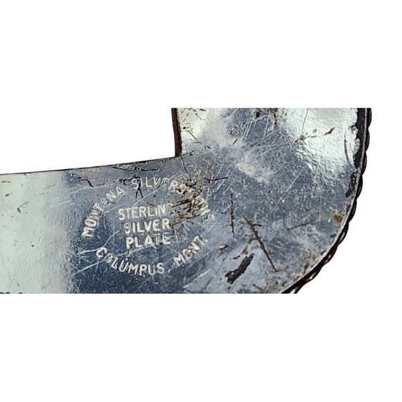 AL BERES Vintage Montana Silversmith Leather Belt-Handmade-Silver and Gold Sz 28 - Picture 9 of 16